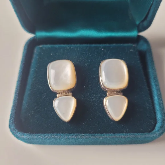 925 silver and mother of pearl earrings - Picture 3 of 6